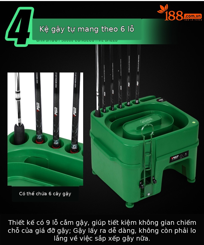 Máy phát bóng golf cảm ứng hồng ngoại PGM đa năng có giá đỡ gậy — Máy phát bóng [màu xanh lá cây], Máy phát bóng [màu xanh lá cây] (trống không có logo) chi tiết 5