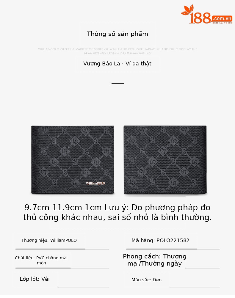 Ví nam gập mini Emperor Paul cao cấp mẫu mới 2024 chi tiết 8