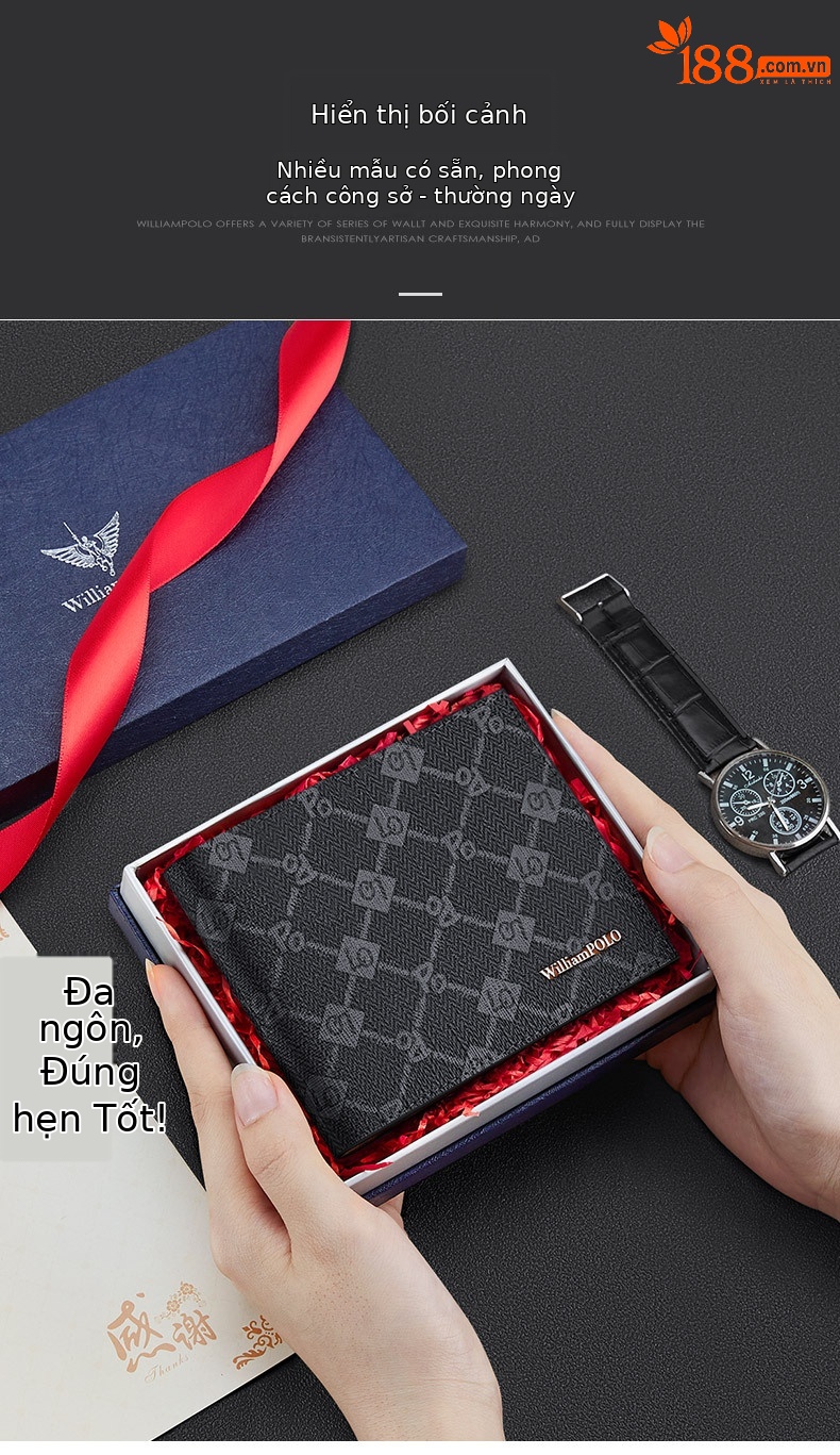 Ví nam gập mini Emperor Paul cao cấp mẫu mới 2024 chi tiết 10