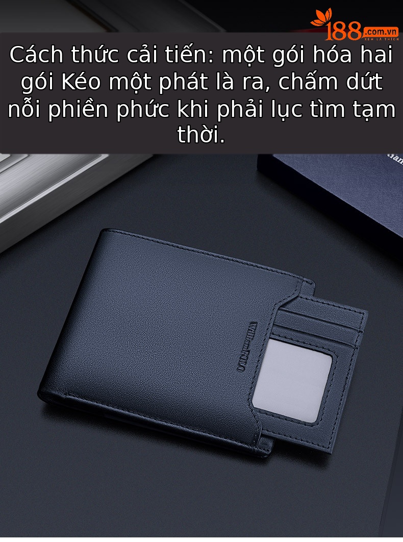 Ví da thật Emperor Paul ngắn gập mini cao cấp phong cách công sở đựng thẻ và giấy phép lái xe chi tiết 2