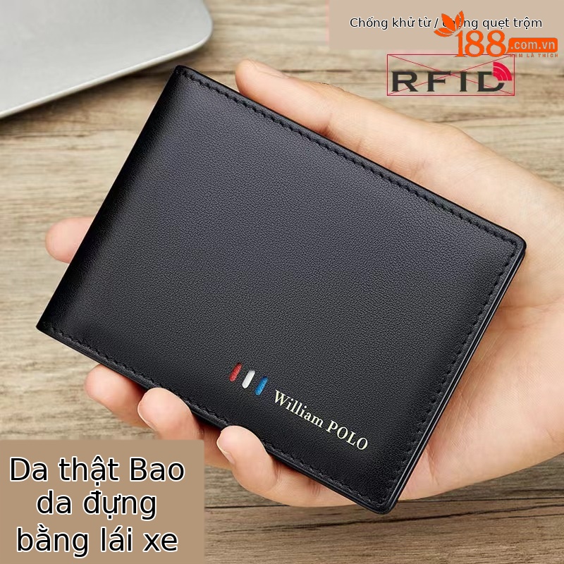 Ví card holder nam da bò mỏng gập mini Emperor Paul 2024