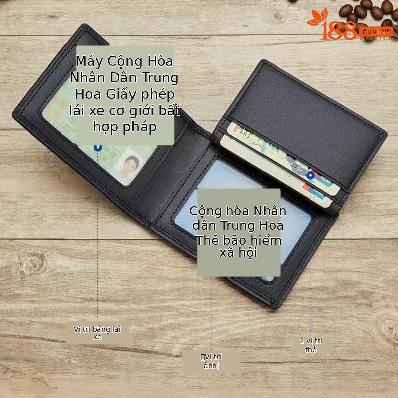 Ví card holder nam da bò mỏng gập mini Emperor Paul 2024