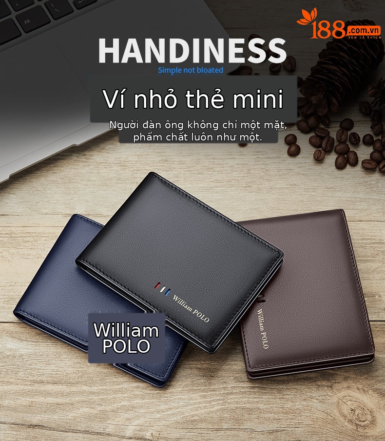 Ví card holder nam da bò mỏng gập mini Emperor Paul 2024 chi tiết 2