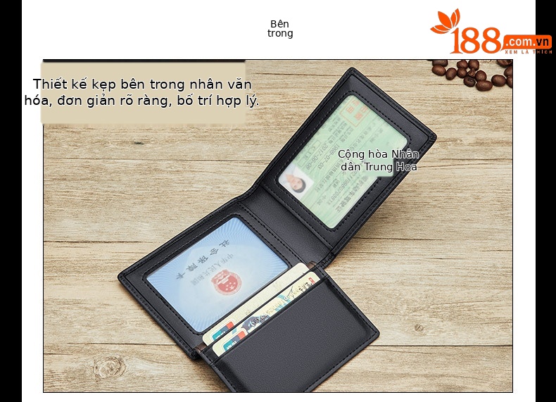 Ví card holder nam da bò mỏng gập mini Emperor Paul 2024 chi tiết 9