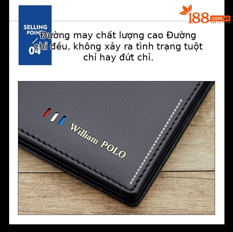 Ví card holder nam da bò mỏng gập mini Emperor Paul 2024 chi tiết 11