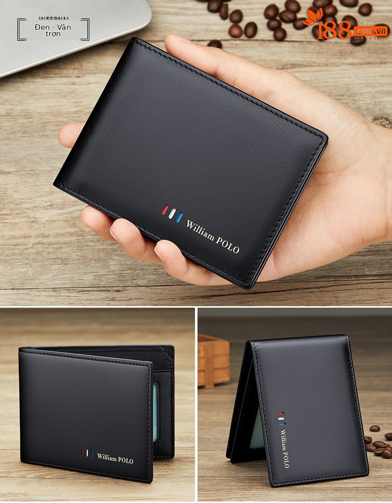 Ví card holder nam da bò mỏng gập mini Emperor Paul 2024 chi tiết 13