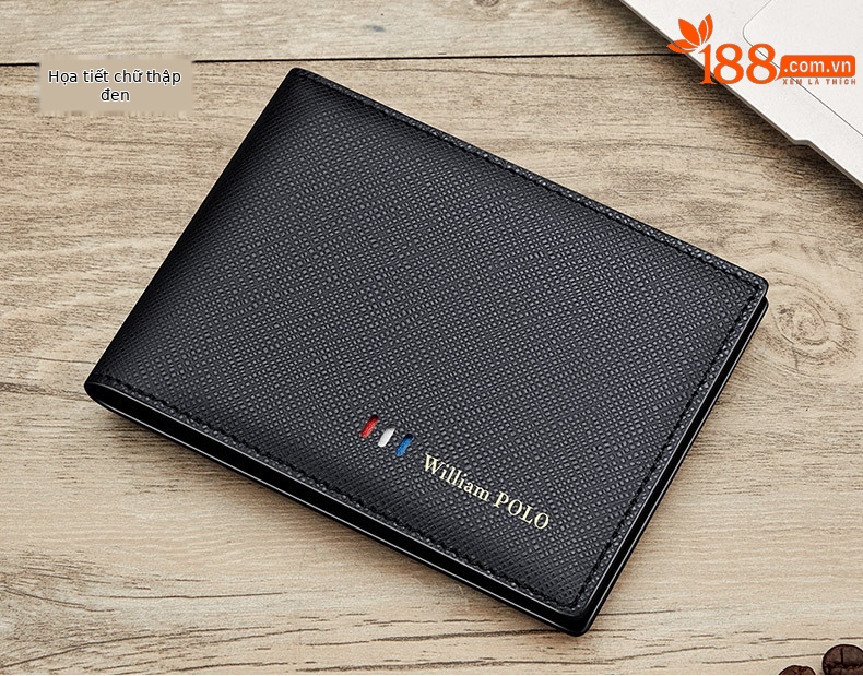 Ví card holder nam da bò mỏng gập mini Emperor Paul 2024 chi tiết 16