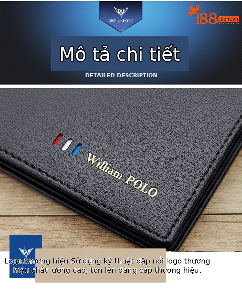 Ví card holder nam da bò mỏng gập mini Emperor Paul 2024 chi tiết 18