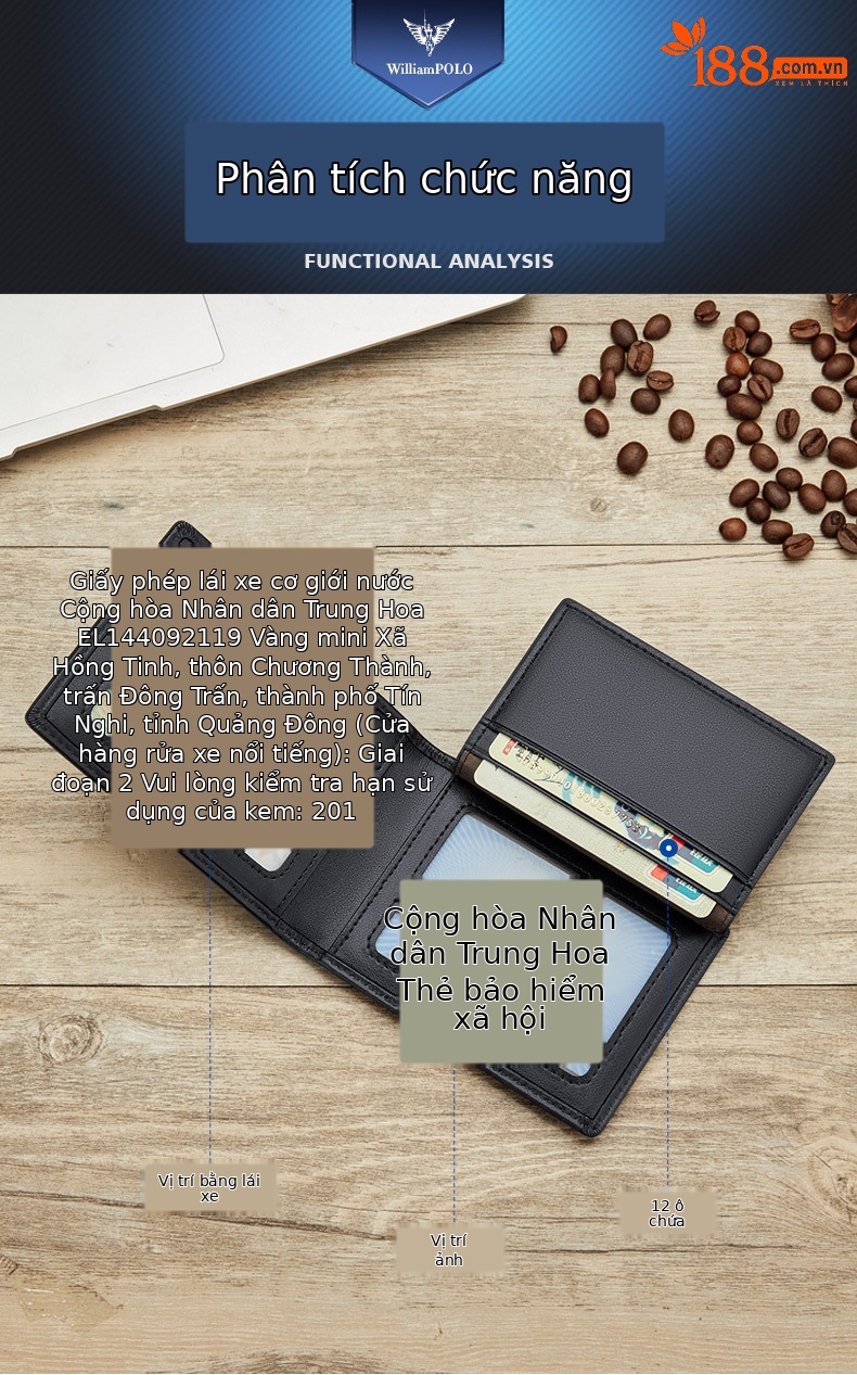Ví card holder nam da bò mỏng gập mini Emperor Paul 2024 chi tiết 3