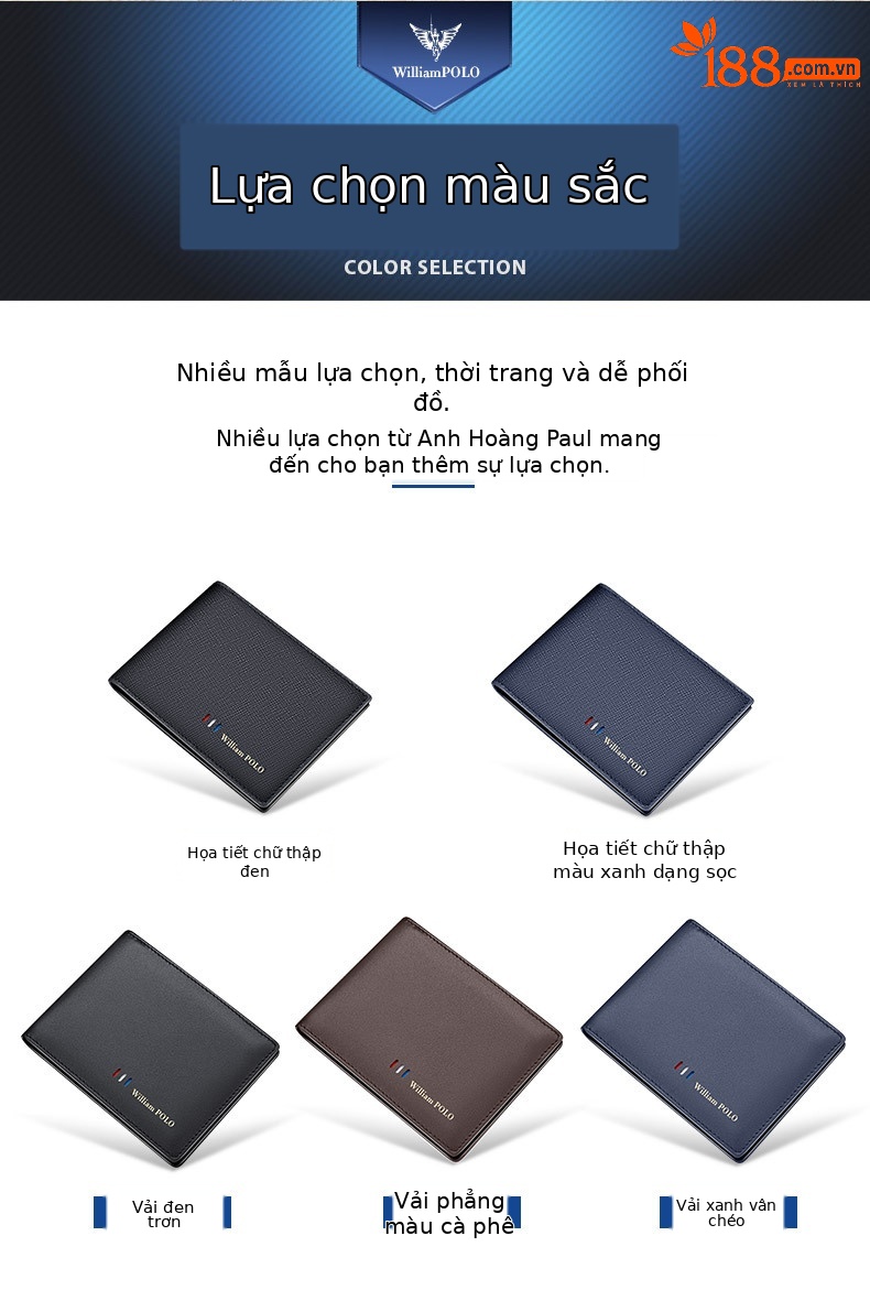 Ví card holder nam da bò mỏng gập mini Emperor Paul 2024 chi tiết 5