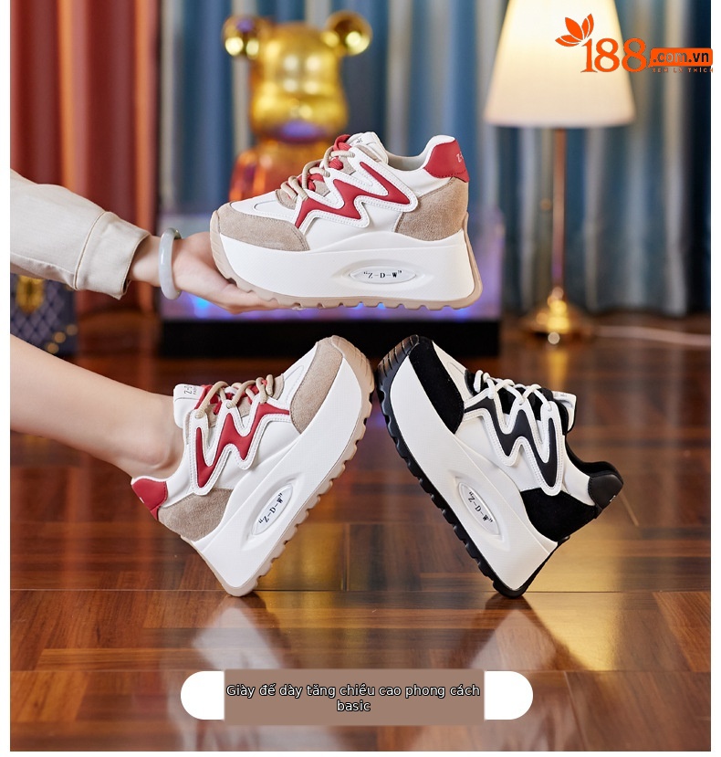 Giày sneaker chunky đế dày lưới thoáng khí mùa hè thu cho nữ — Màu đen chi tiết 1
