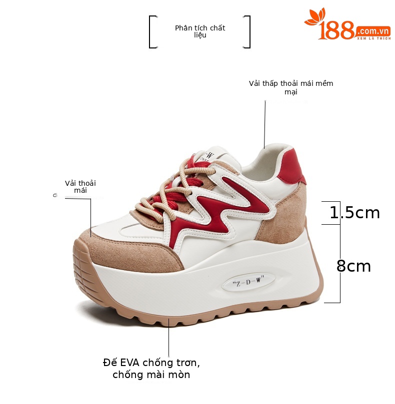 Giày sneaker chunky đế dày lưới thoáng khí mùa hè thu cho nữ — Màu đen chi tiết 2