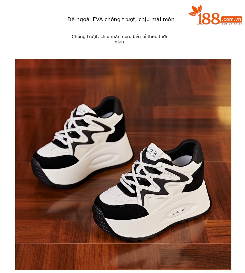 Giày sneaker chunky đế dày lưới thoáng khí mùa hè thu cho nữ — Màu đen chi tiết 8