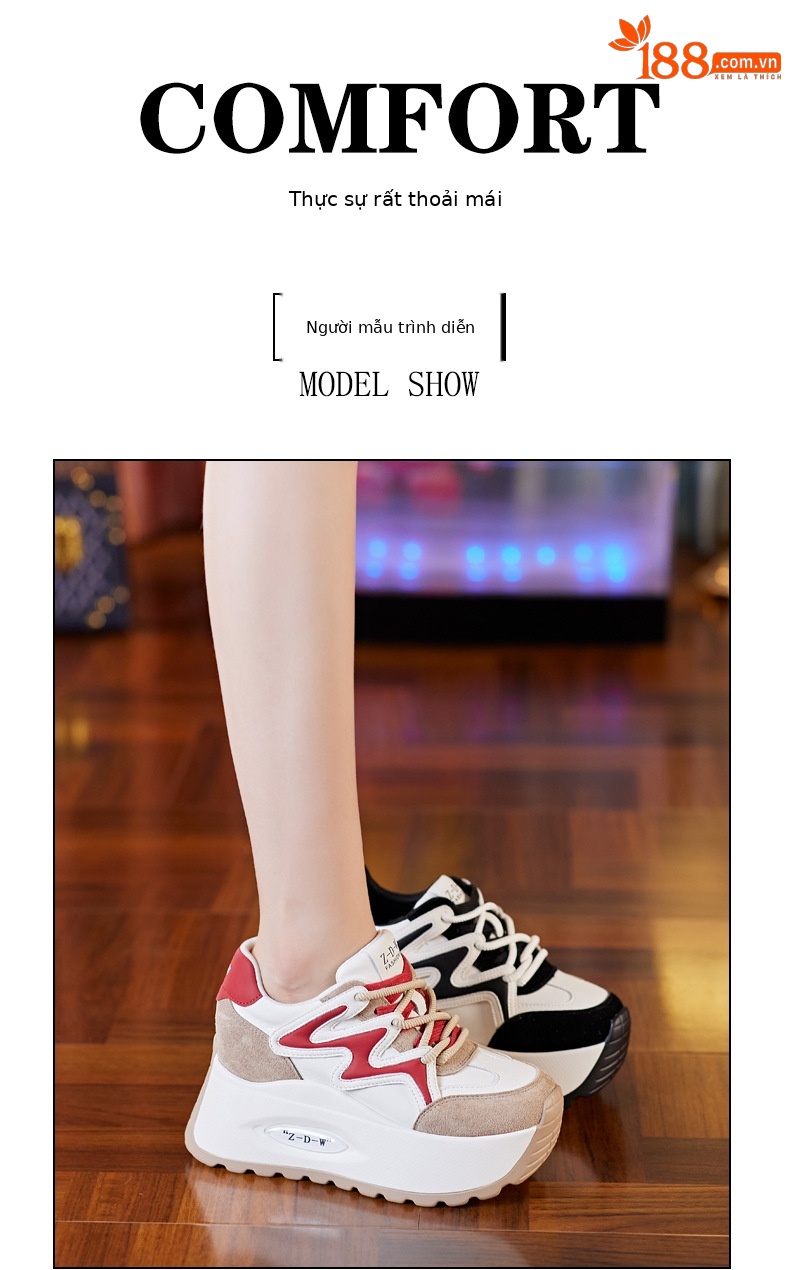 Giày sneaker chunky đế dày lưới thoáng khí mùa hè thu cho nữ — Màu đen chi tiết 9