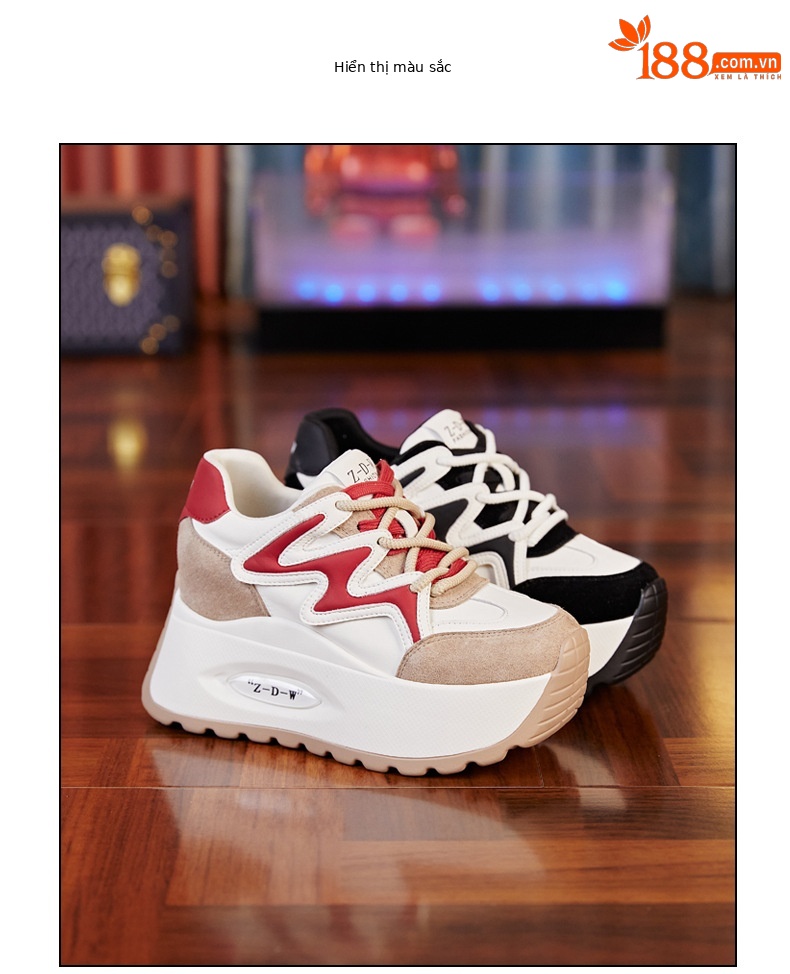 Giày sneaker chunky đế dày lưới thoáng khí mùa hè thu cho nữ — Màu đen chi tiết 16