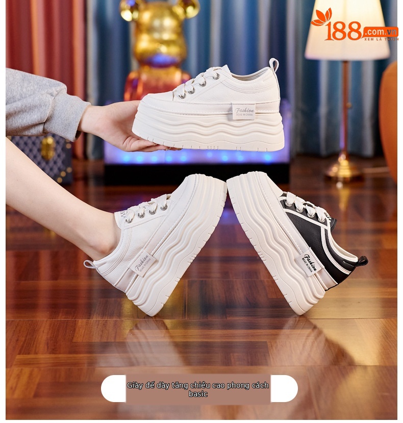 Giày thể thao nữ đế dày độn cao bên trong SJN890-3 — Màu đen chi tiết 1