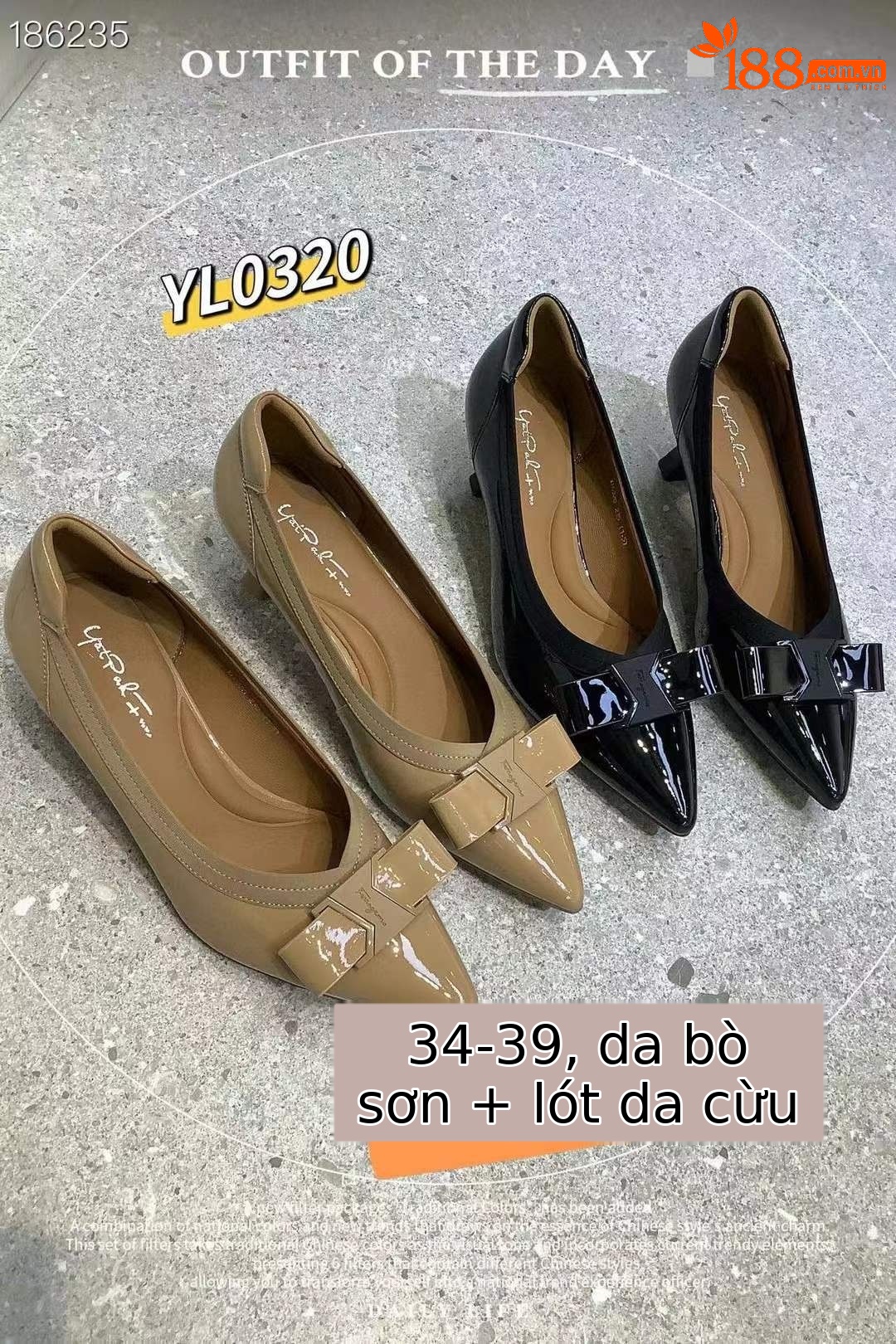 Giày cao gót nữ mũi vuông gót thô nơ bướm mùa thu 2024 — Màu đen, Màu mơ chi tiết 6