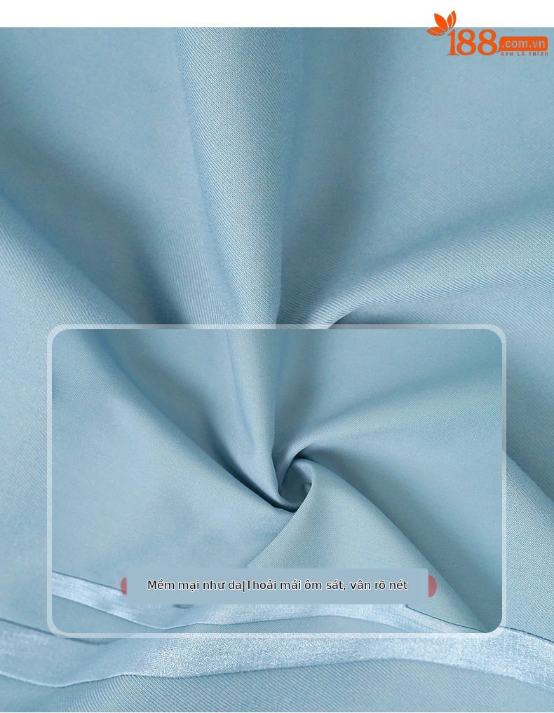 Váy maxi thắt eo tay phồng phối cánh hoa thiết kế cổ điển Pháp xẻ tà — Xanh trăng trúc, Màu đỏ chi tiết 2