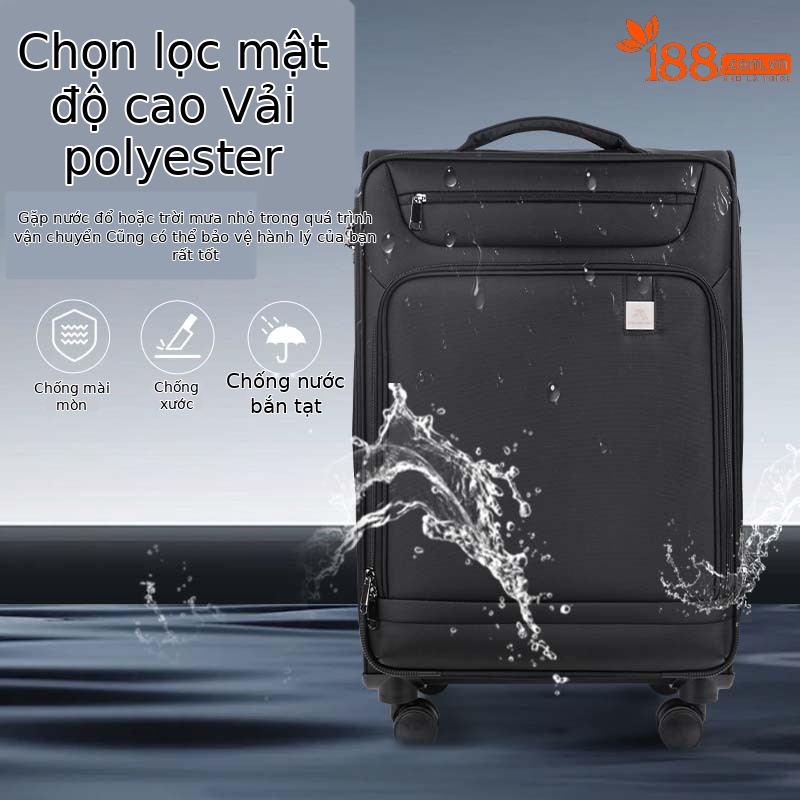 Vali kéo vải Oxford siêu nhẹ doanh nhân 24 inch dung tích lớn mở rộng — Màu đen, Màu xám