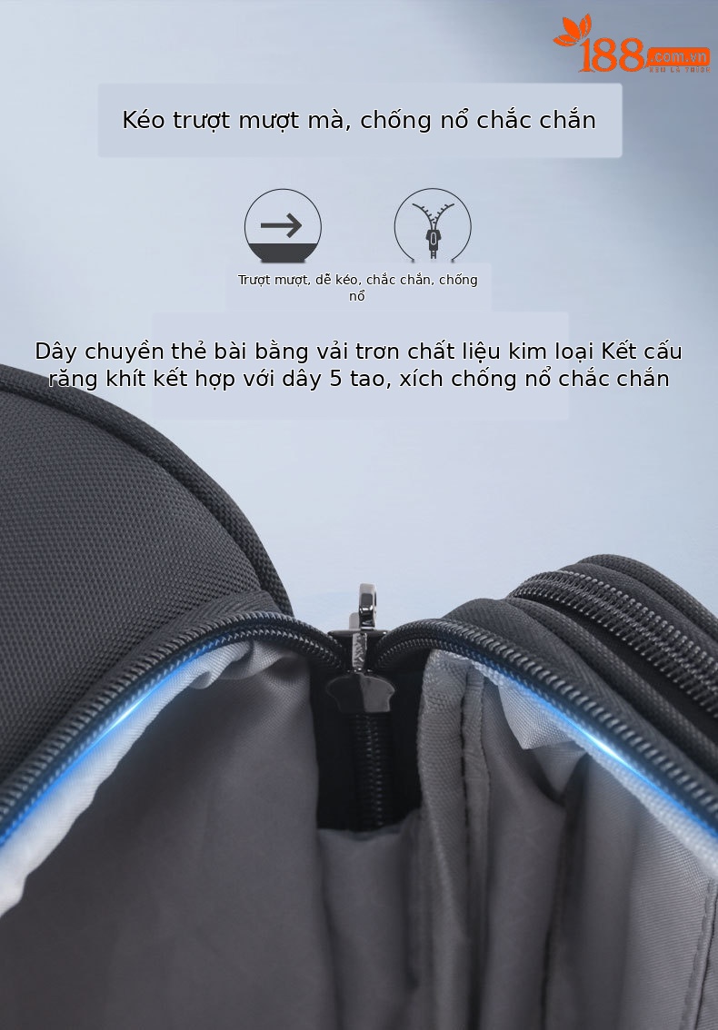 Vali kéo vải Oxford siêu nhẹ doanh nhân 24 inch dung tích lớn mở rộng — Màu đen, Màu xám chi tiết 6
