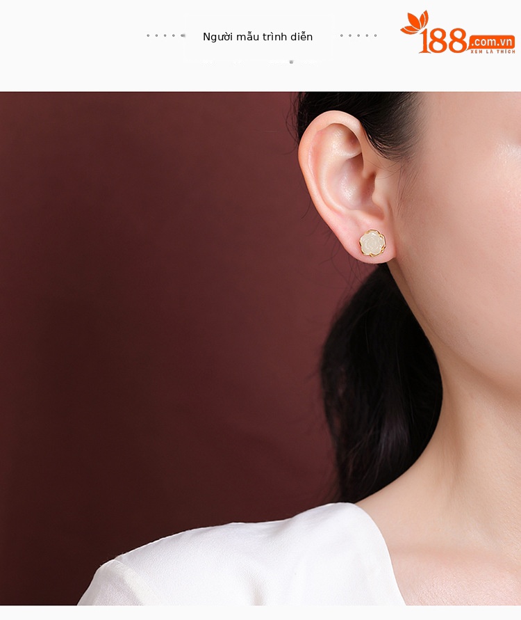 Bông tai hoa hồng rỗng mạ vàng bạc S925 chạm khắc tinh xảo — Một cặp chi tiết 5