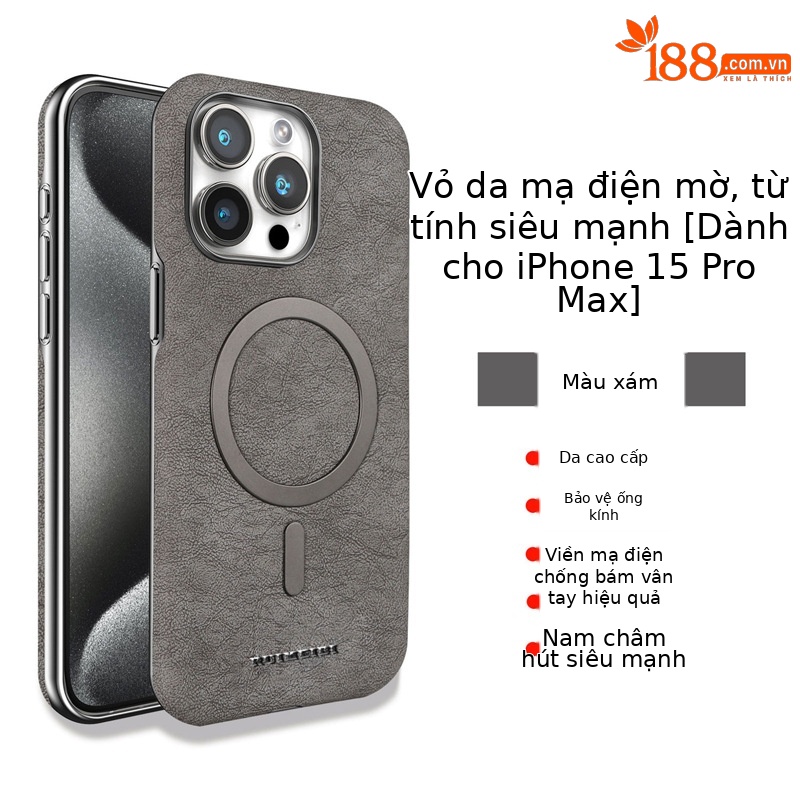 Ốp lưng da lộn bọc toàn bộ cho iPhone 15 Pro Max / 14, phong cách doanh nhân mạ điện — 【Màu xám nhạt w1★Mạ điện da mờ] sạc từ tính, 【Màu xám đậm w1★Mạ điện da mờ] sạc từ tính, 【Màu xanh w1★Mạ điện da mờ] sạc từ tính, 【Màu nâu sẫm w1★Mạ điện da mờ] sạc từ tính