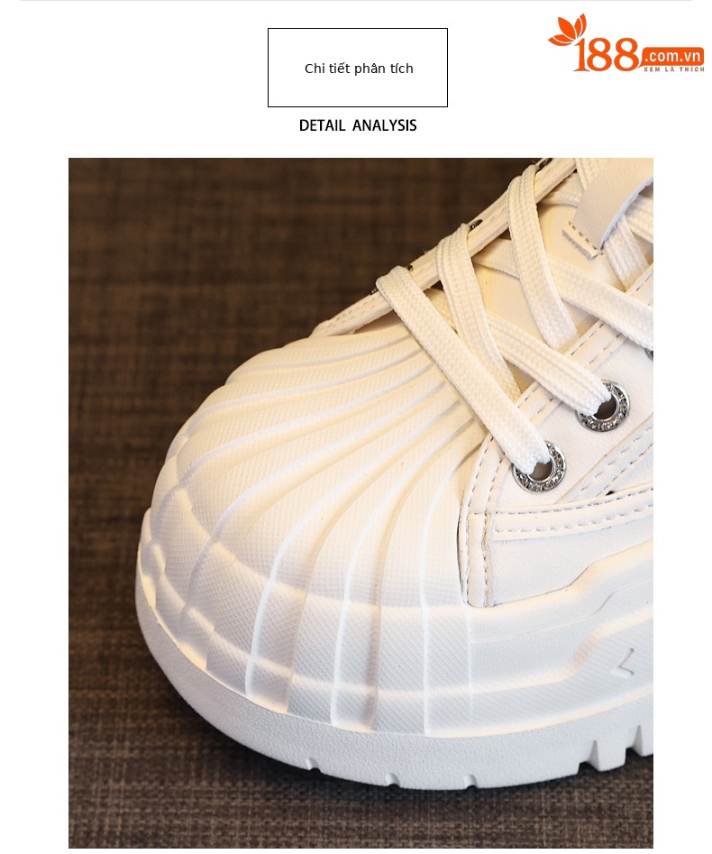 Giày sneaker nữ đế dày tăng chiều cao bên trong, phối bánh xốp thoáng khí — Màu be chi tiết 7