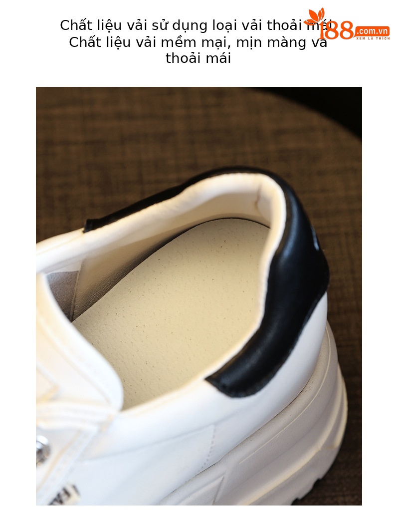 Giày sneaker nữ đế dày tăng chiều cao bên trong, phối bánh xốp thoáng khí — Màu be chi tiết 8