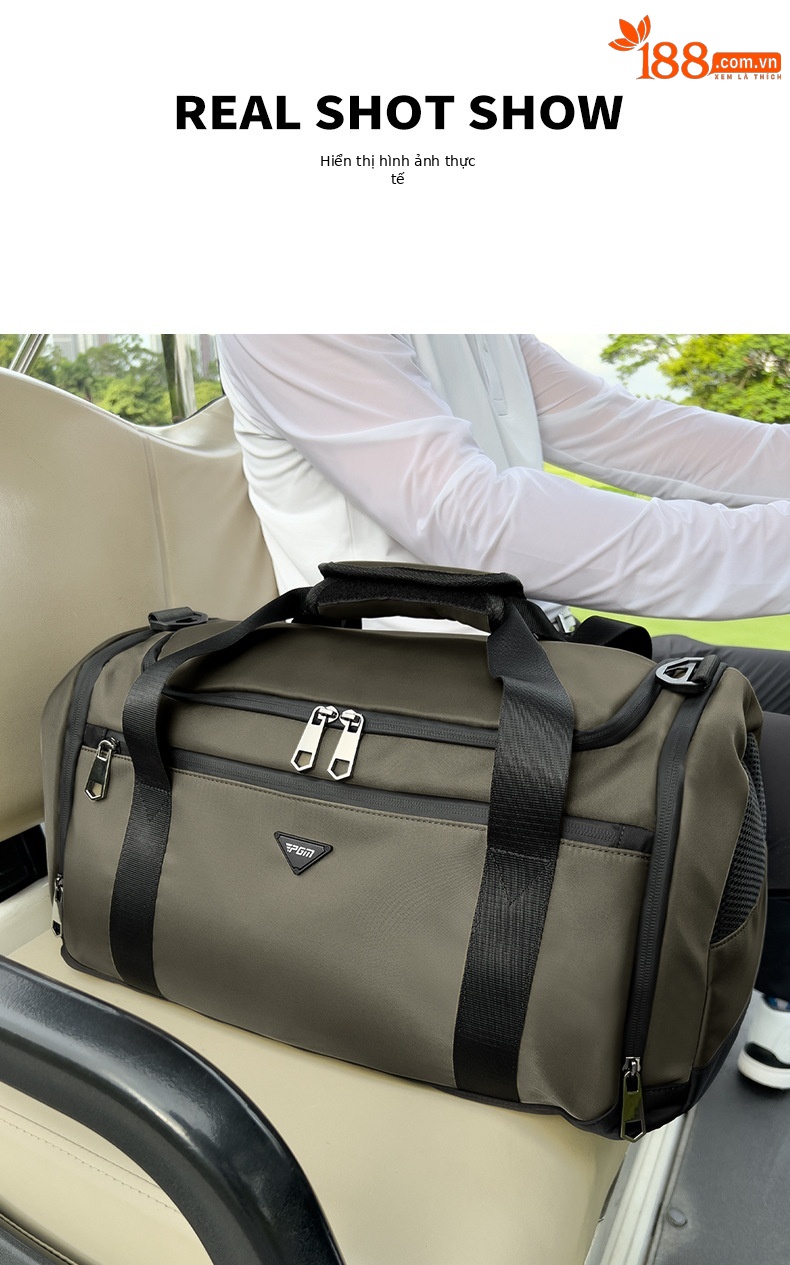 Túi tote du lịch chống nước nhẹ PGM – đựng đồ golf, quần áo, giày (50x25x25 cm) — YWB046-Đen, YWB046-màu xanh quân đội chi tiết 8