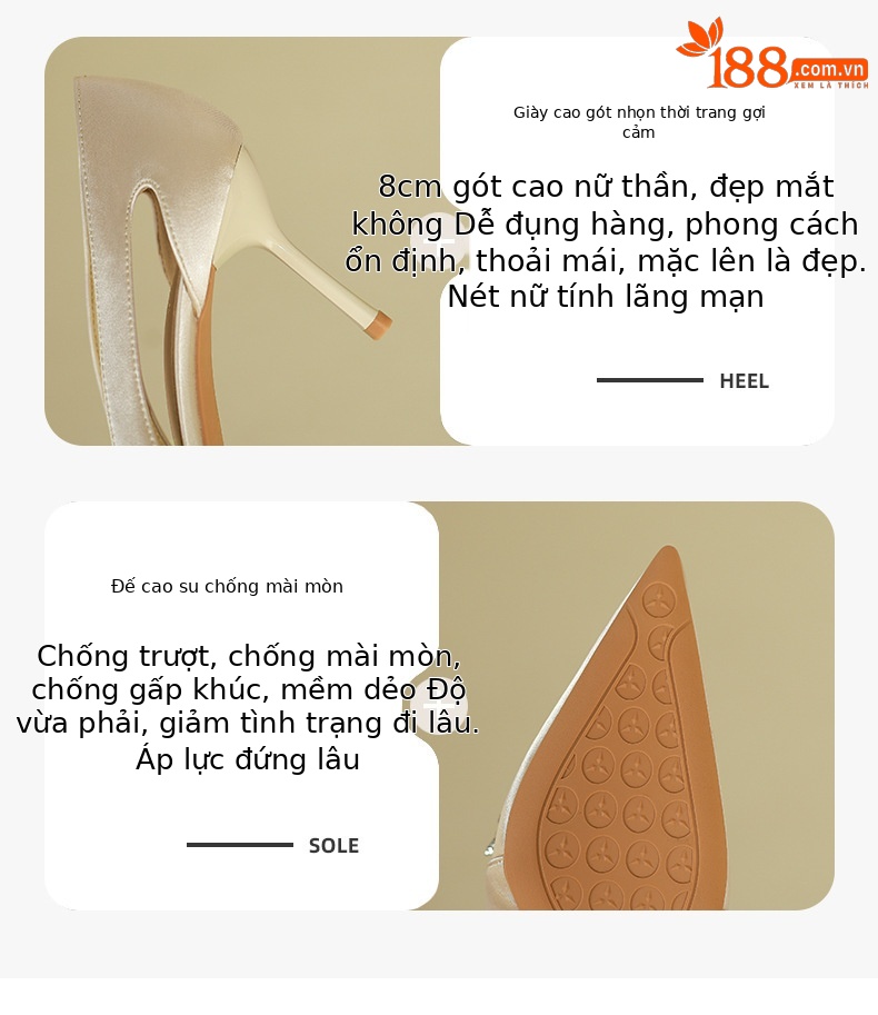 Sandal cao gót nữ mũi nhọn hở mũi đính đá rhinestone cổ chữ V — Màu đen chi tiết 2
