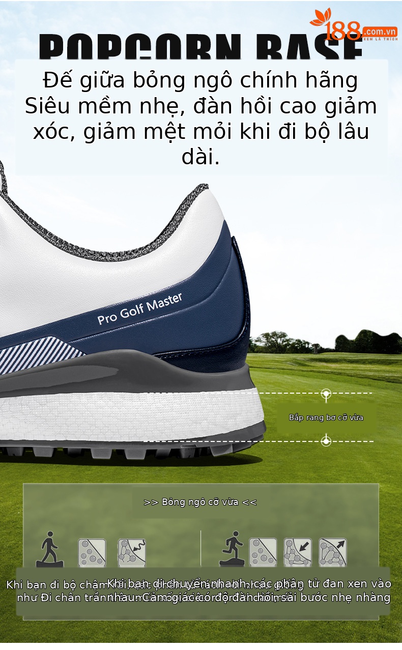 Giày golf PGM nam đế trung siêu mềm, chống nước, dây rút xoay tiện lợi — XZ377-Trắng xanh xám chi tiết 5