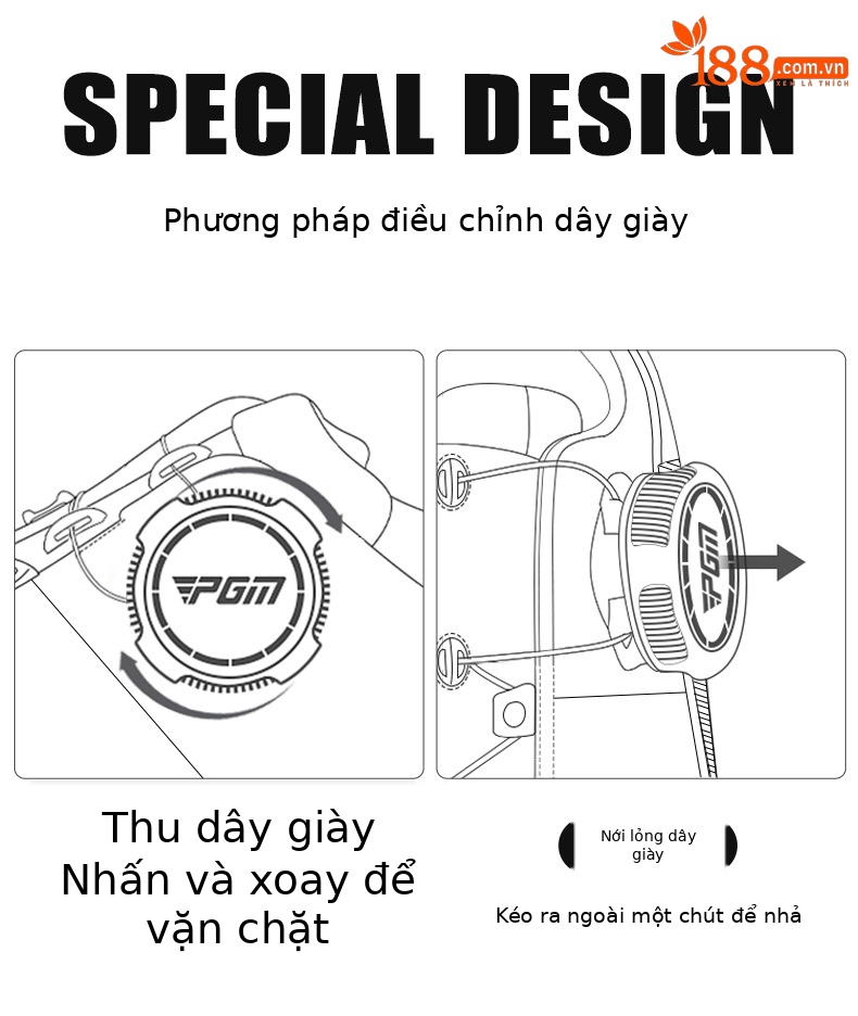 Giày golf PGM nam đế trung siêu mềm, chống nước, dây rút xoay tiện lợi — XZ377-Trắng xanh xám chi tiết 7
