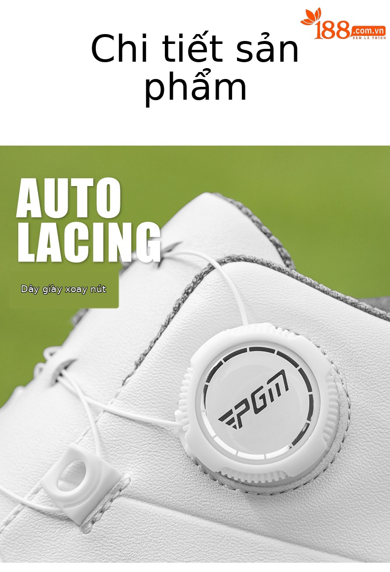 Giày golf PGM nam đế trung siêu mềm, chống nước, dây rút xoay tiện lợi — XZ377-Trắng xanh xám chi tiết 14