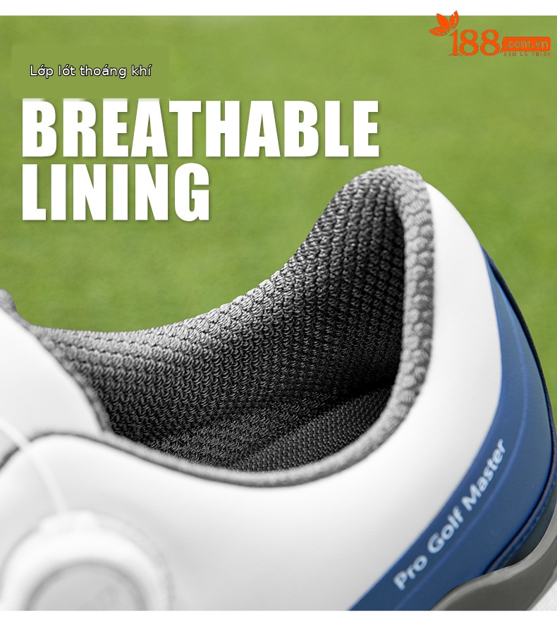 Giày golf PGM nam đế trung siêu mềm, chống nước, dây rút xoay tiện lợi — XZ377-Trắng xanh xám chi tiết 15