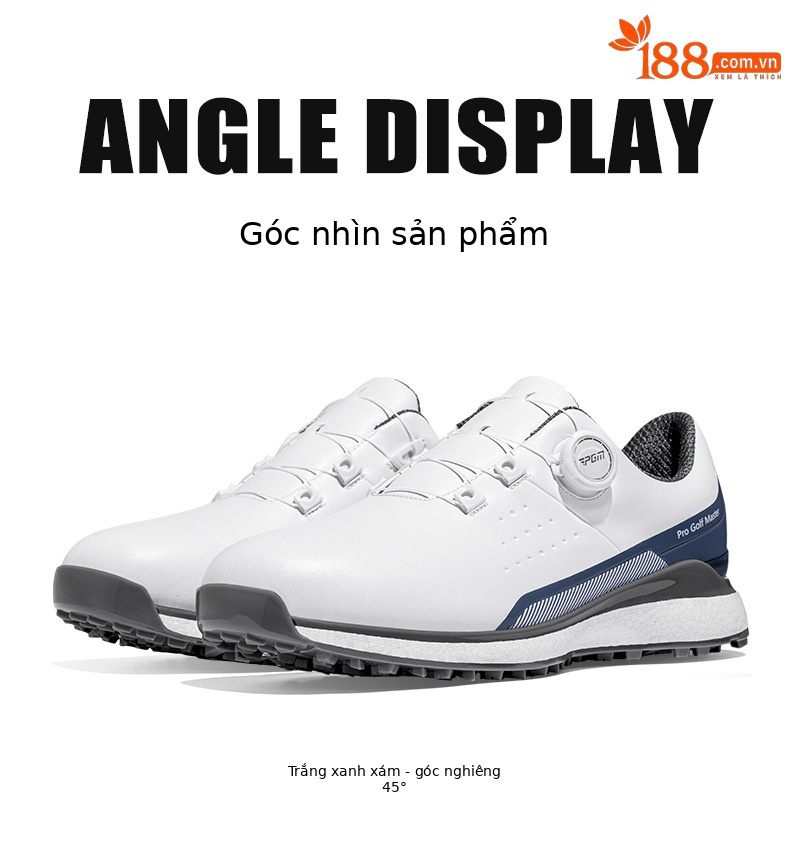Giày golf PGM nam đế trung siêu mềm, chống nước, dây rút xoay tiện lợi — XZ377-Trắng xanh xám chi tiết 18