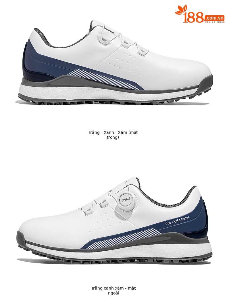 Giày golf PGM nam đế trung siêu mềm, chống nước, dây rút xoay tiện lợi — XZ377-Trắng xanh xám chi tiết 19