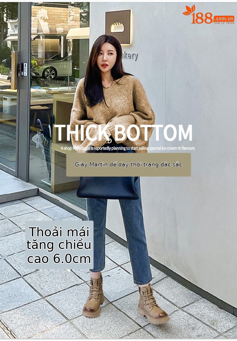 Giày boot nữ cổ ngắn đế dày phong cách Martin, lót lông ấm mùa đông — M2626-1 vàng lót nhung, M2626 màu vàng một lớp lót trong, M2626-1 kaki lót nhung, M2626 một lớp màu đen chi tiết 1