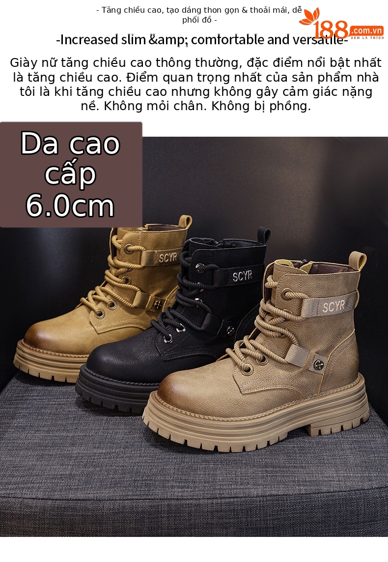Giày boot nữ cổ ngắn đế dày phong cách Martin, lót lông ấm mùa đông — M2626-1 vàng lót nhung, M2626 màu vàng một lớp lót trong, M2626-1 kaki lót nhung, M2626 một lớp màu đen chi tiết 2