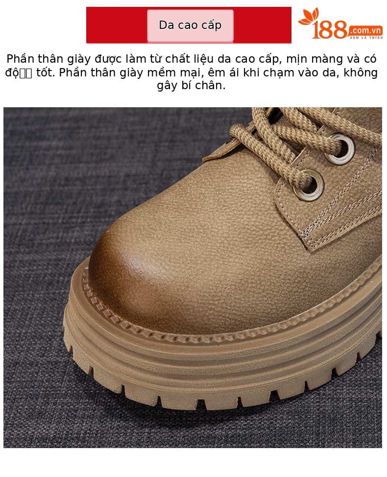 Giày boot nữ cổ ngắn đế dày phong cách Martin, lót lông ấm mùa đông — M2626-1 vàng lót nhung, M2626 màu vàng một lớp lót trong, M2626-1 kaki lót nhung, M2626 một lớp màu đen chi tiết 7
