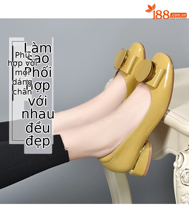 Giày lười nữ da thật mũi vuông gót thấp 3 cm dáng basic đa năng — Màu đen chi tiết 1