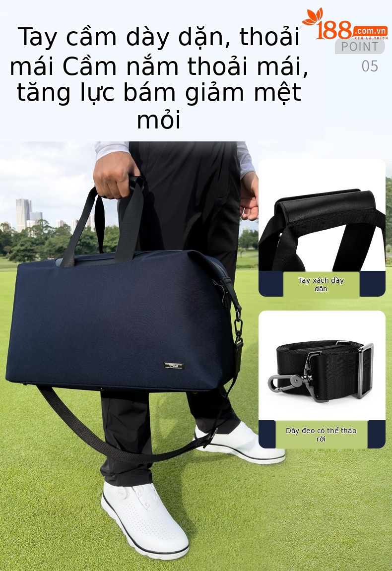 Túi tote du lịch chống nước PGM siêu nhẹ, ngăn giày riêng, kích thước 48x20x41 cm — YWB045-Màu xanh nước hải quân [không thấm nước/túi đựng giày độc lập/tay cầm dày] chi tiết 8