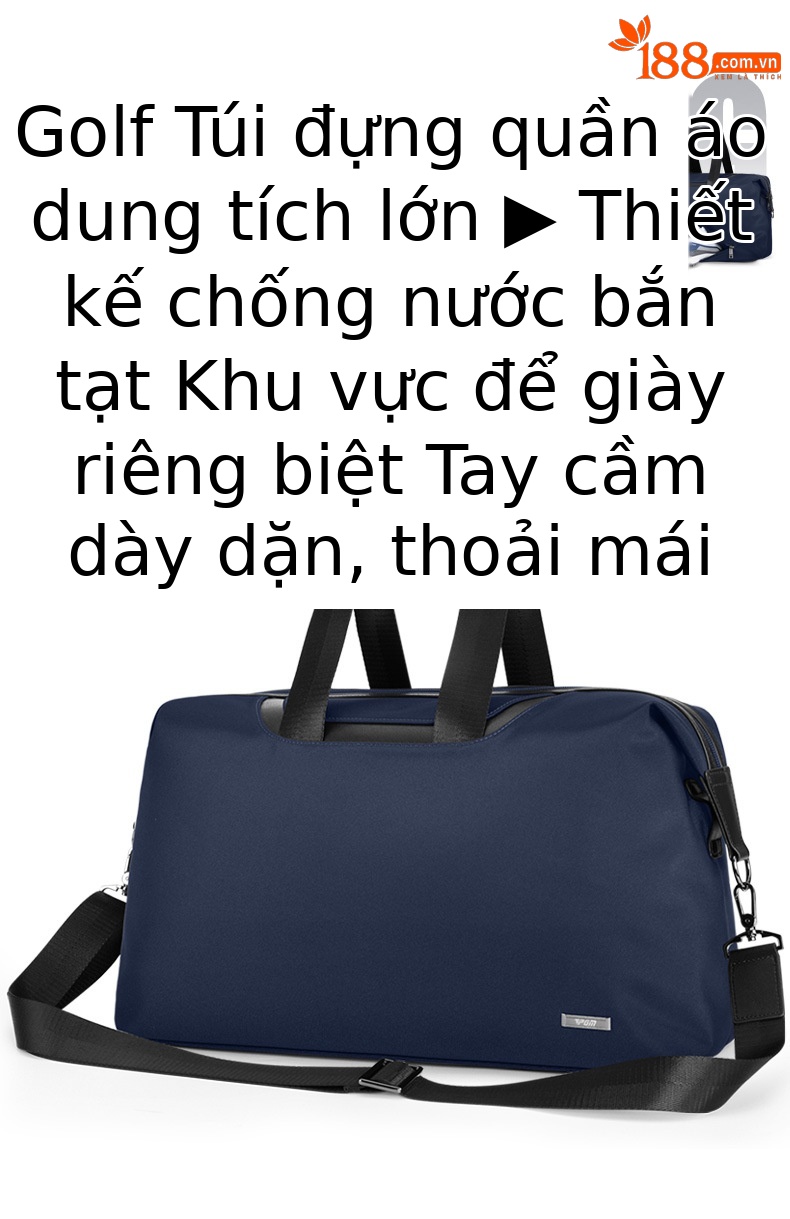 Túi tote du lịch chống nước PGM siêu nhẹ, ngăn giày riêng, kích thước 48x20x41 cm — YWB045-Màu xanh nước hải quân [không thấm nước/túi đựng giày độc lập/tay cầm dày] chi tiết 2