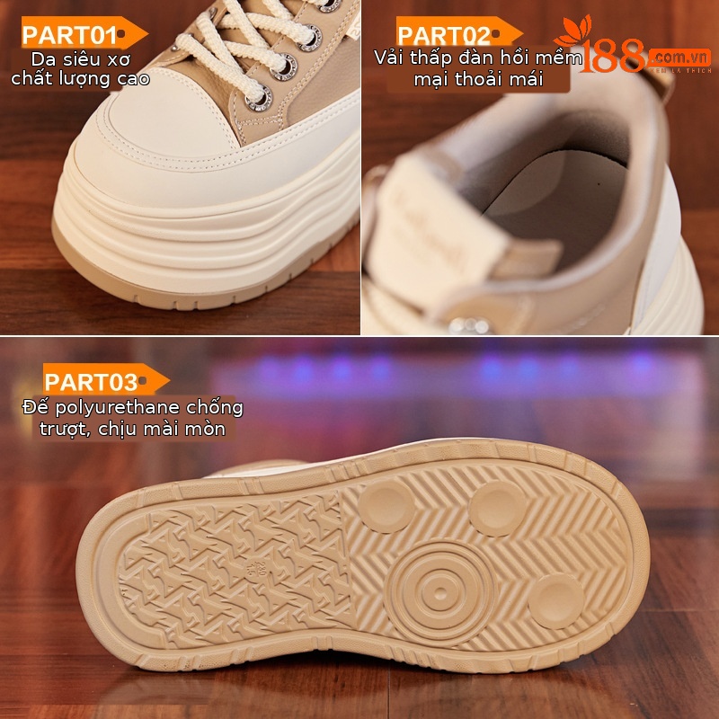 Giày sneaker nữ cổ cao đế dày tăng chiều cao trong — Màu đen