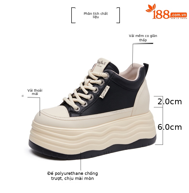 Giày sneaker nữ cổ cao đế dày tăng chiều cao trong — Màu đen chi tiết 3