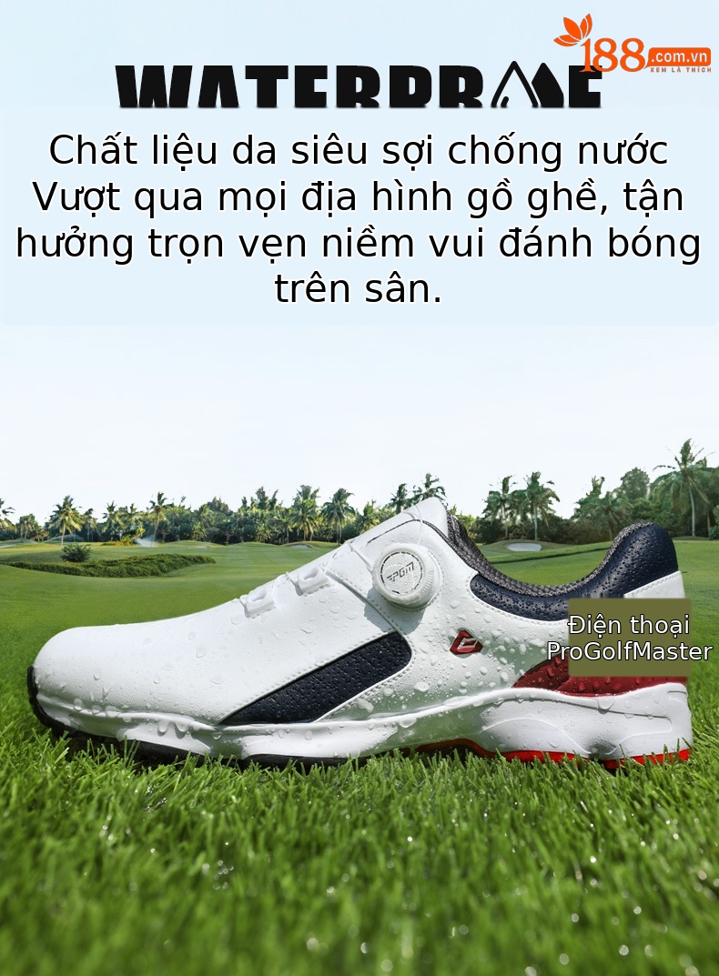 Giày golf PGM nam đế giảm xóc chống trơn trượt chống nước — XZ379-Màu xanh đỏ trắng chi tiết 5