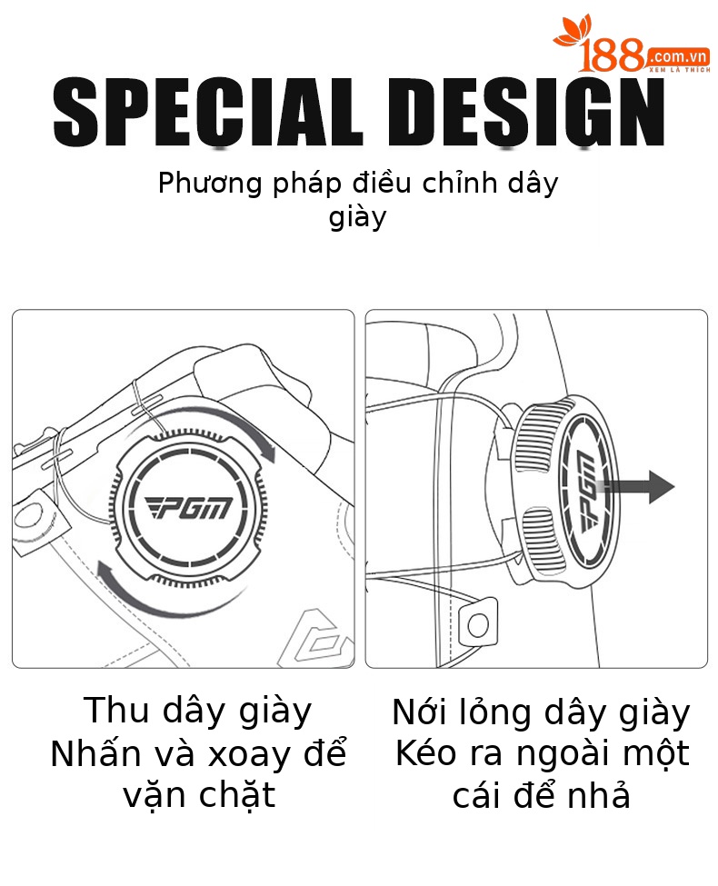 Giày golf PGM nam đế giảm xóc chống trơn trượt chống nước — XZ379-Màu xanh đỏ trắng chi tiết 6