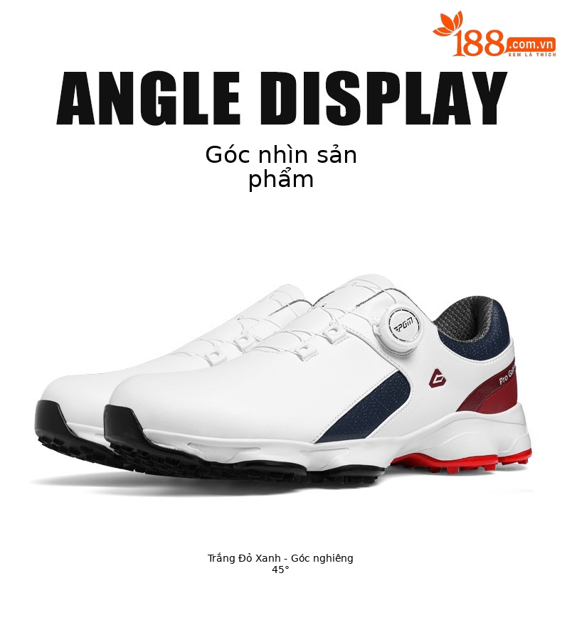 Giày golf PGM nam đế giảm xóc chống trơn trượt chống nước — XZ379-Màu xanh đỏ trắng chi tiết 15