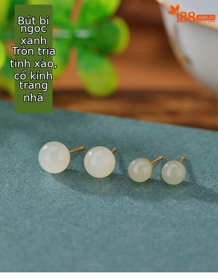 Bông tai hạt tròn hình học mạ vàng bạc S925 — Mẫu cỡ nhỏ (6mm) chi tiết 2