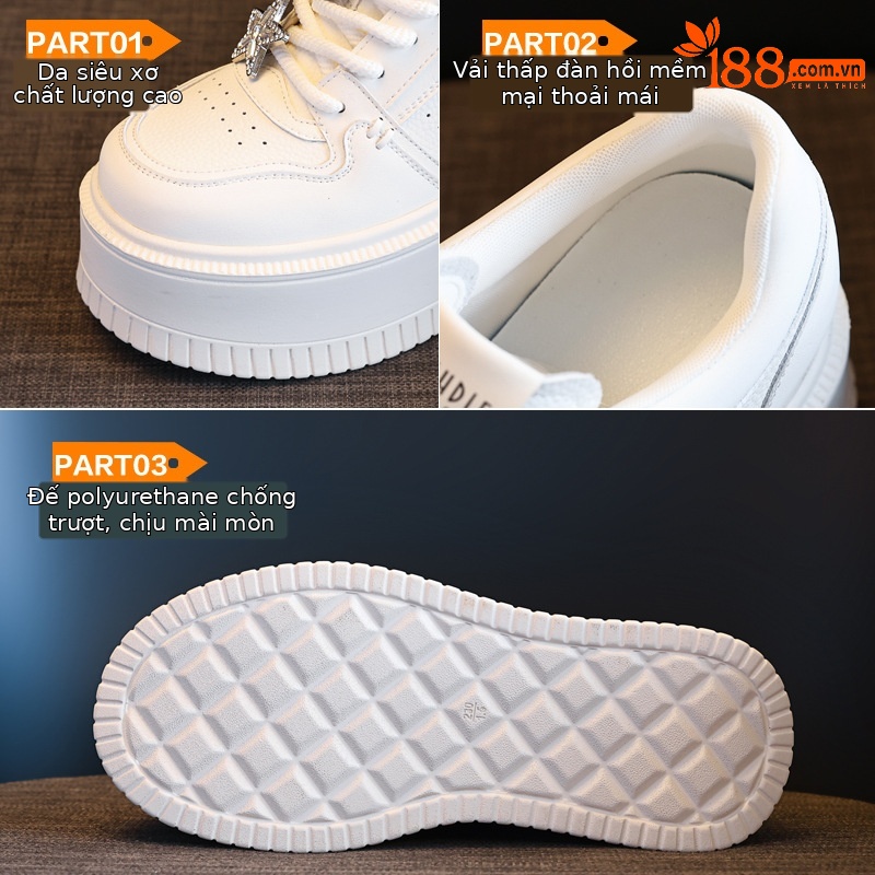 Giày sneaker nữ chunky đế dày phong cách retro đánh bóng màu be — Màu be