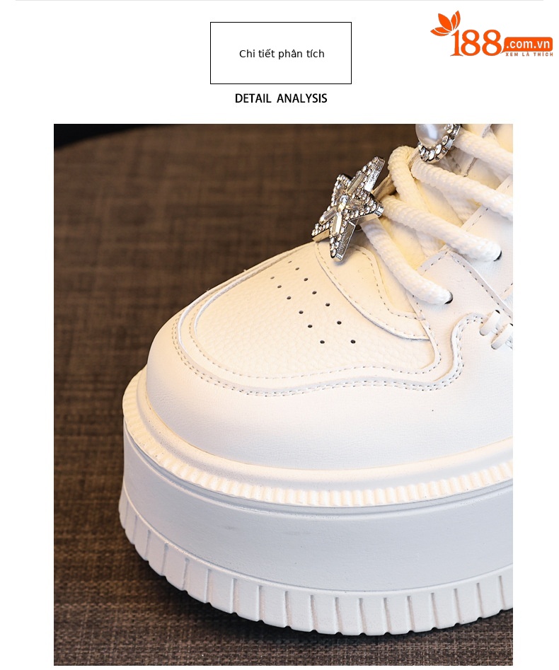 Giày sneaker nữ chunky đế dày phong cách retro đánh bóng màu be — Màu be chi tiết 6